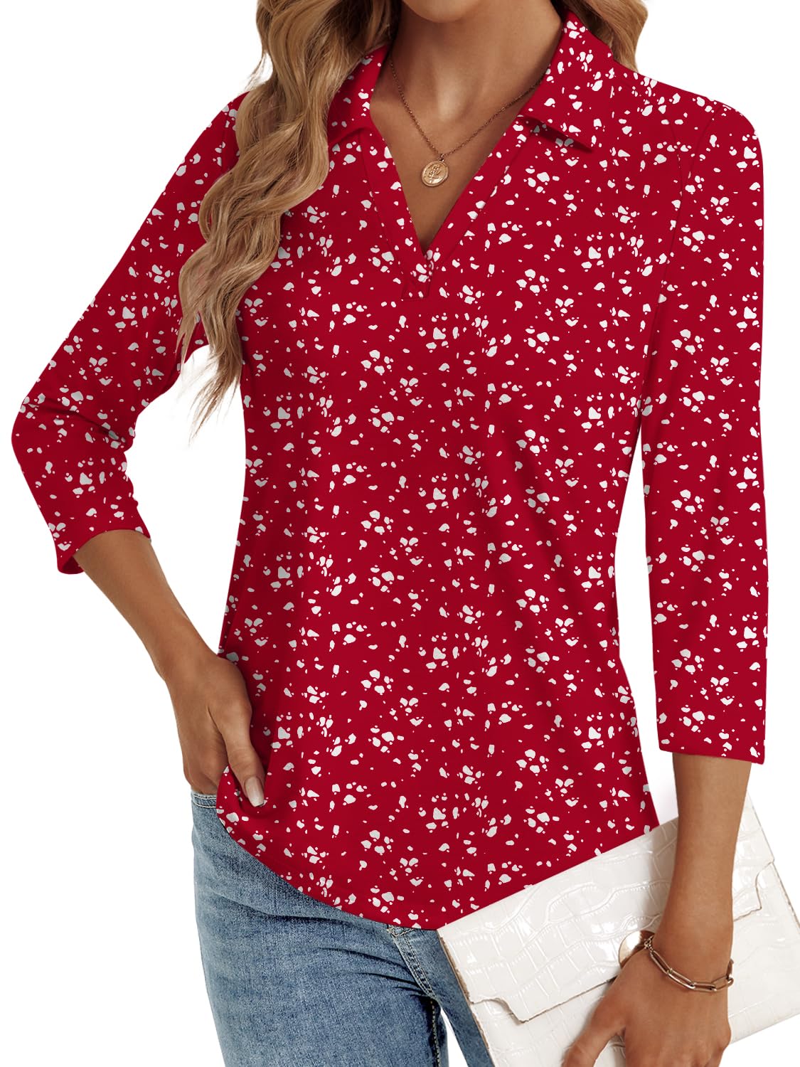 LYHIPSS 3/4 Length Sleeve Womens Tops Dressy Casual Business Blouses