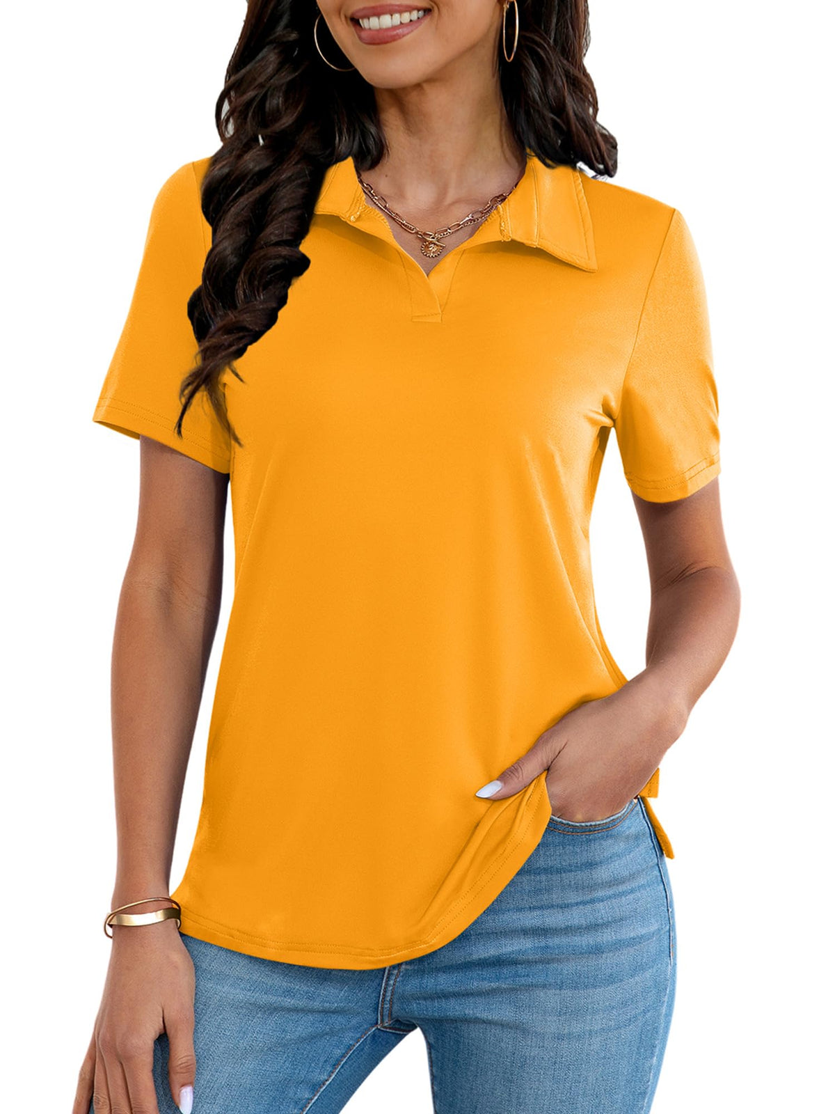 MK Shop Limited Polo Shirts for Women Golf V Neck Tops