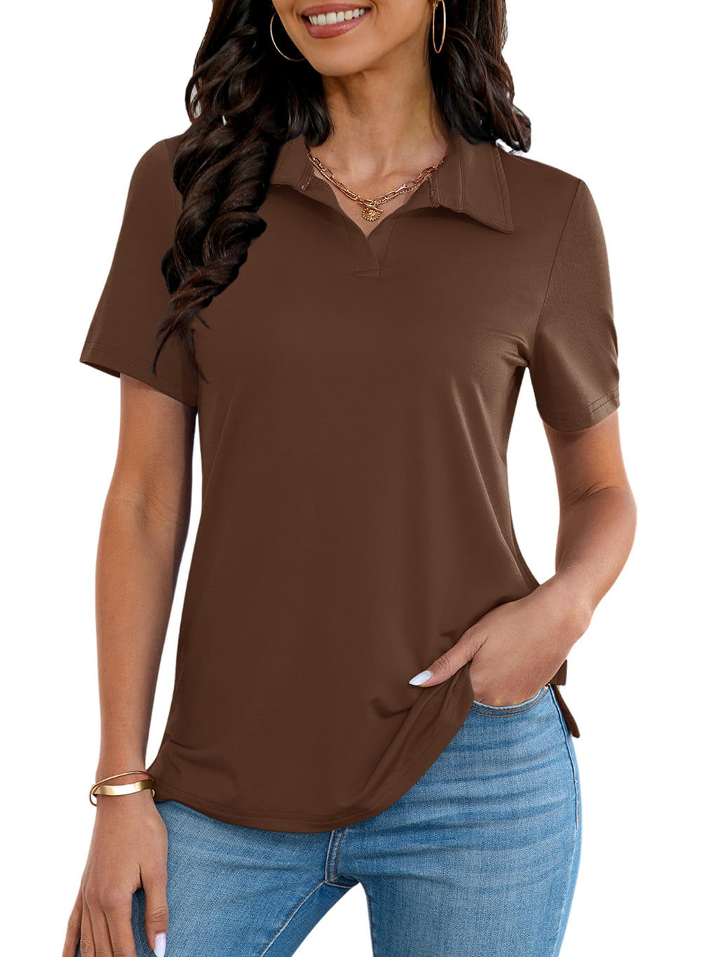 MK Shop Limited Polo Shirts for Women Golf V Neck Tops