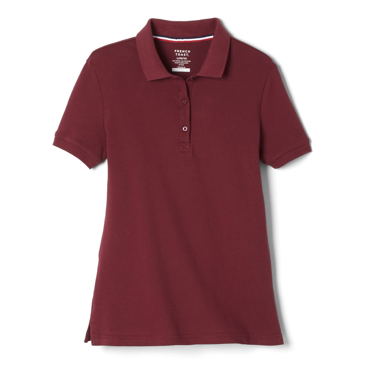 French Toast Women's Juniors' Short Sleeve Stretch Pique Polo Shirt