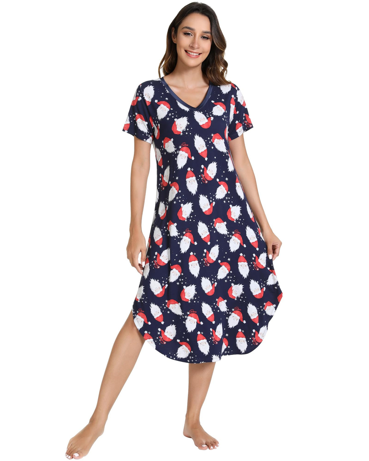 NACHILA Bamboo Viscose Nightgowns for Women Cooling Short Sleeve Sleepshirt