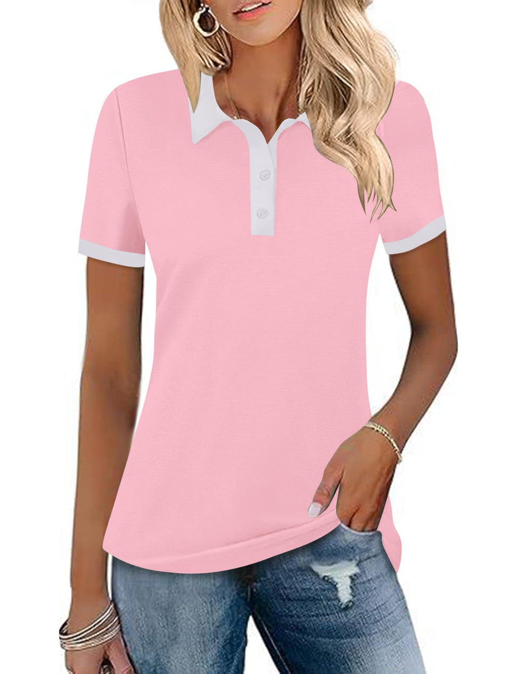 LOMON Womens Golf Polo Shirts Short Sleeve Collared Tops Tennis Activewear