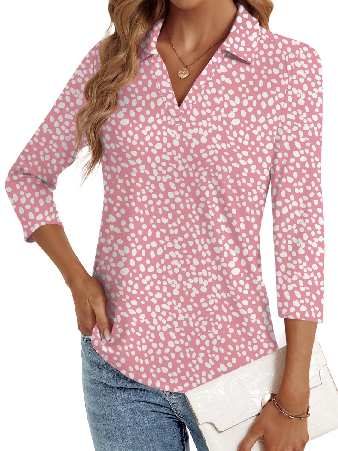 LYHIPSS 3/4 Length Sleeve Womens Tops Dressy Casual Business Blouses