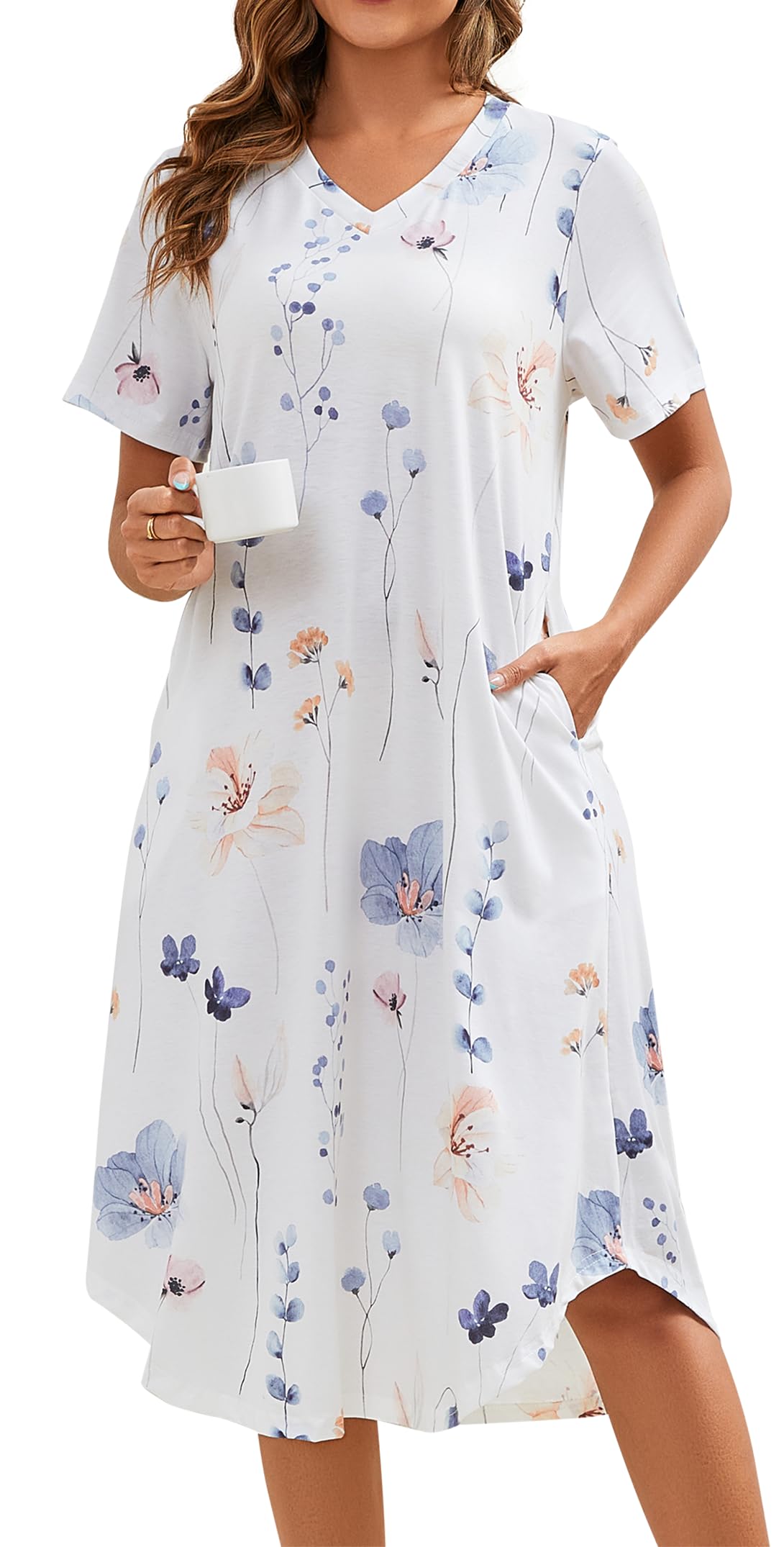 Kabento Womens Short Sleeve Long Nightgowns Sleepwear