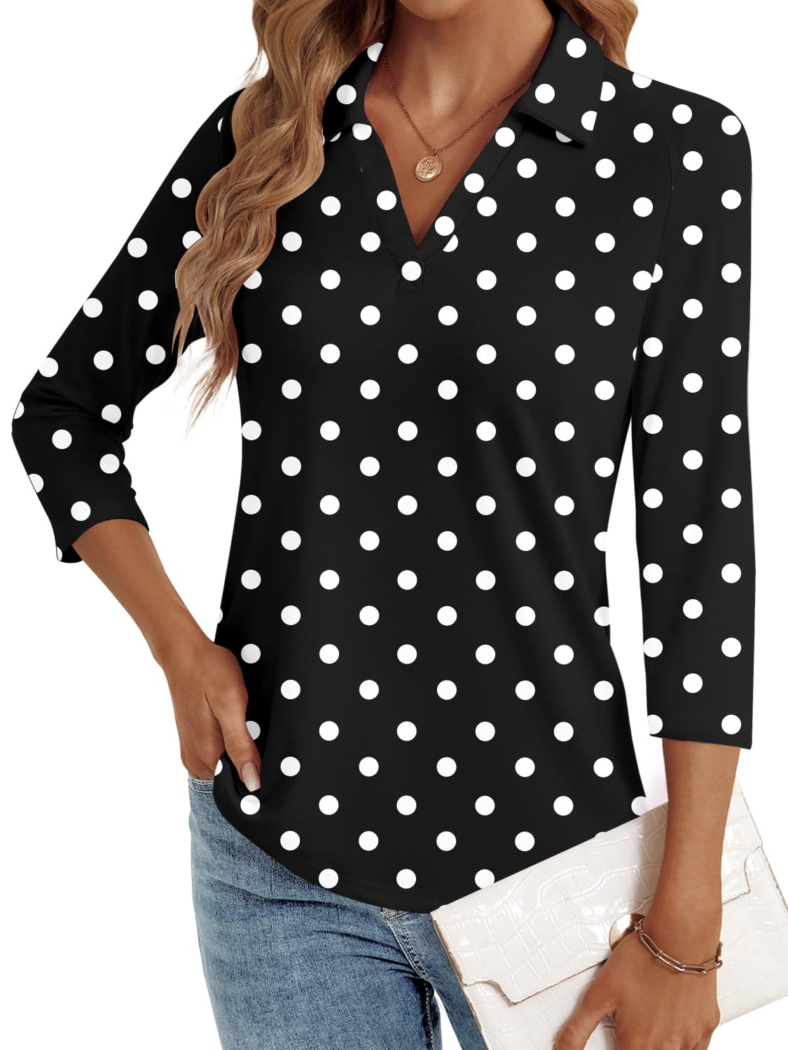 LYHIPSS 3/4 Length Sleeve Womens Tops Dressy Casual Business Blouses