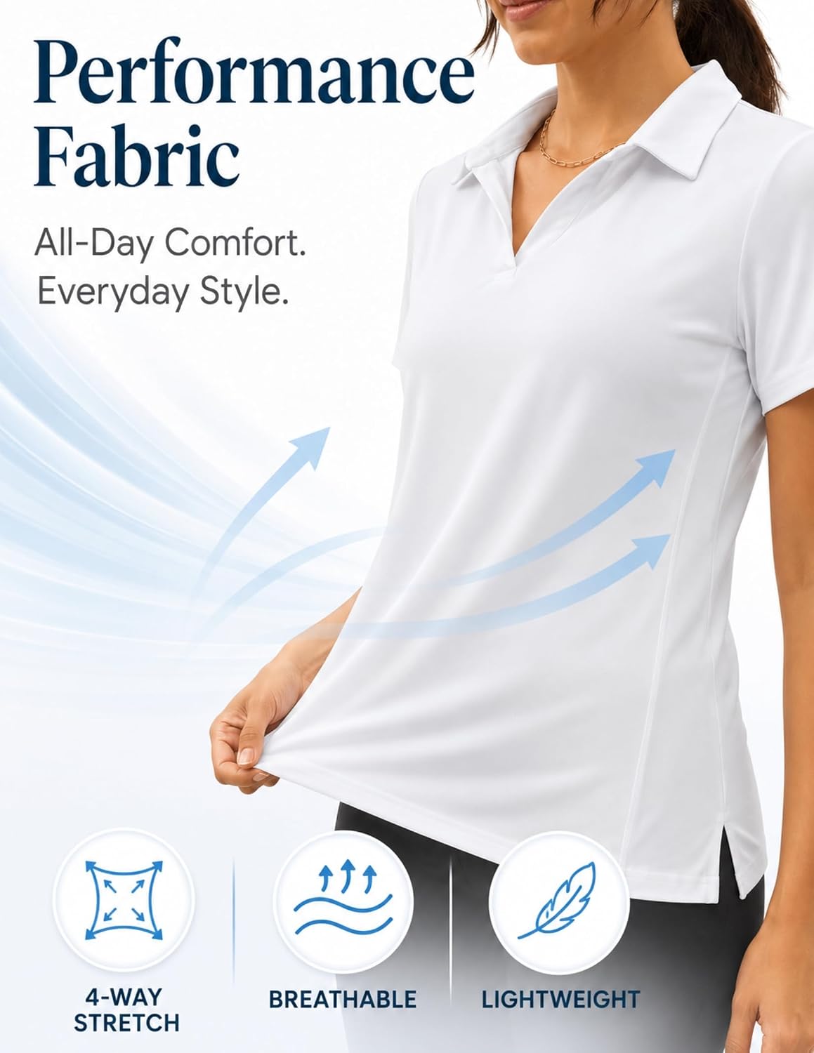 3 Pack Women's Dry Fit V-Neck Polo Shirts