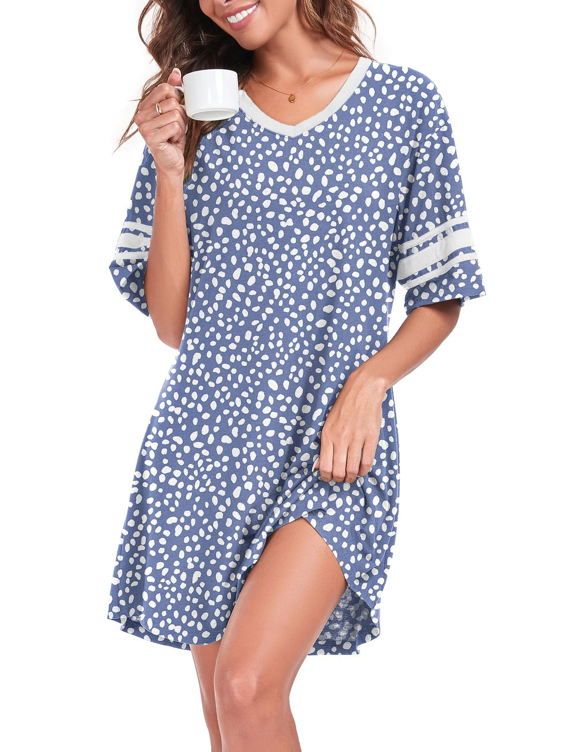 REGAI Women's Nightgowns Short Sleeve Soft Sleepshirt