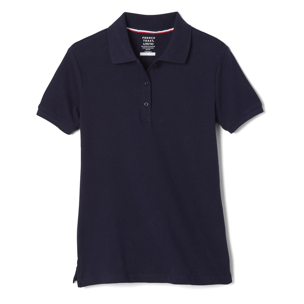 French Toast Women's Juniors' Short Sleeve Stretch Pique Polo Shirt