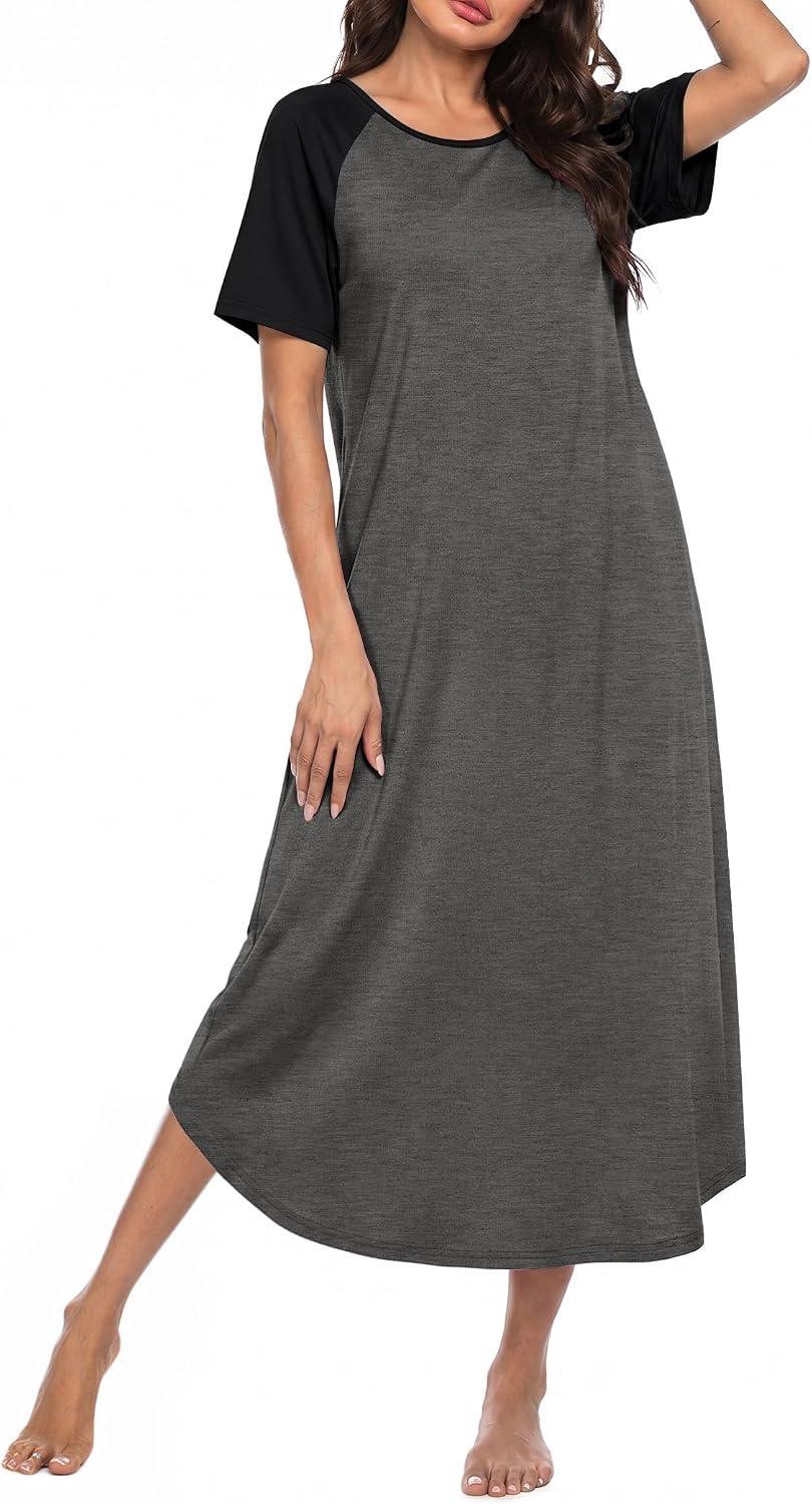 Ekouaer Nightgowns for Women Bamboo Viscose Night Gown Long Sleepshirts