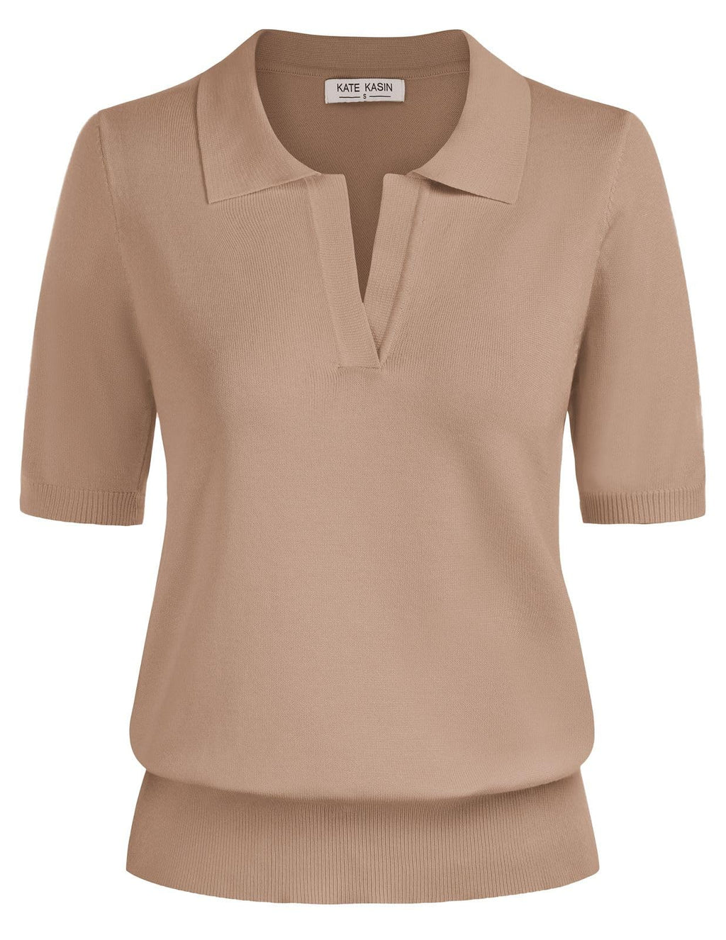 Women's Short Sleeve Classic V Neck Collared Casual Polo Sweater Tops