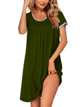 Ekouaer Womens Nightgown Short Sleeve Sleepwear Soft Pleated Sleepshirt