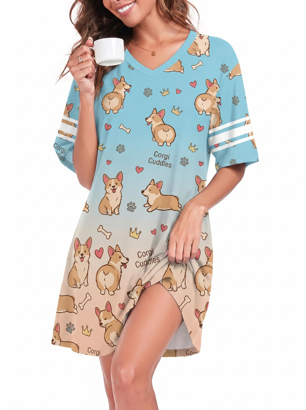 REGAI Women's Nightgowns Short Sleeve Soft Sleepshirt