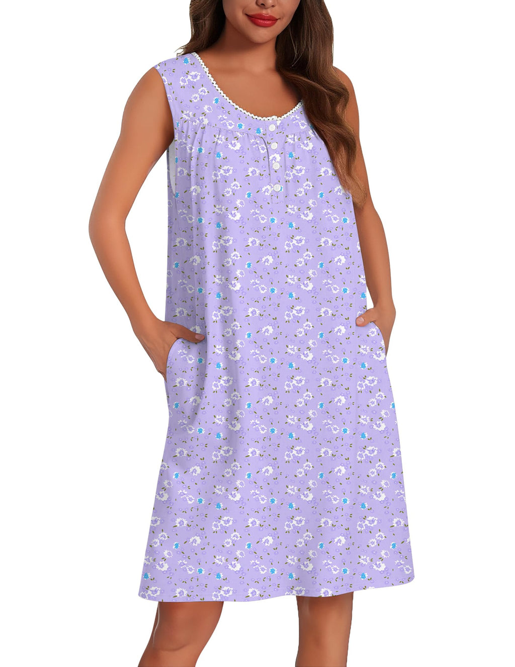 Ekouaer Cotton Nightgowns for Women Tank Sleeveless Night Gowns