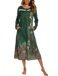 YOZLY Nightgowns for Women Soft Cotton Long Sleeve Night Gwon with Pockets