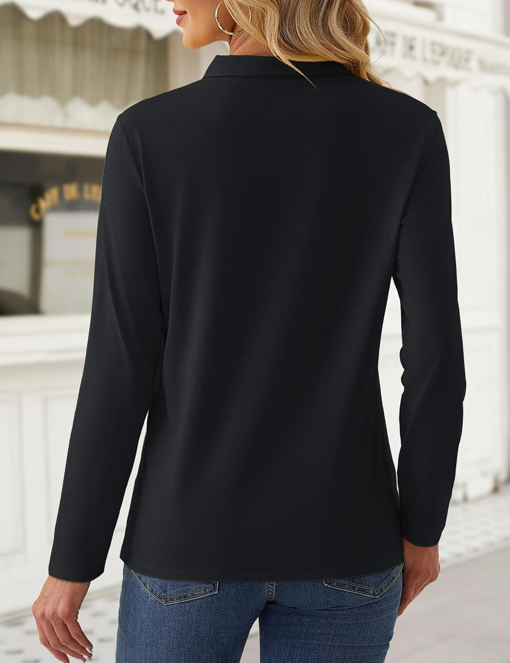 YUCOLEN Long Sleeve Polo Shirts for Women 5-Button Collared Golf Tops