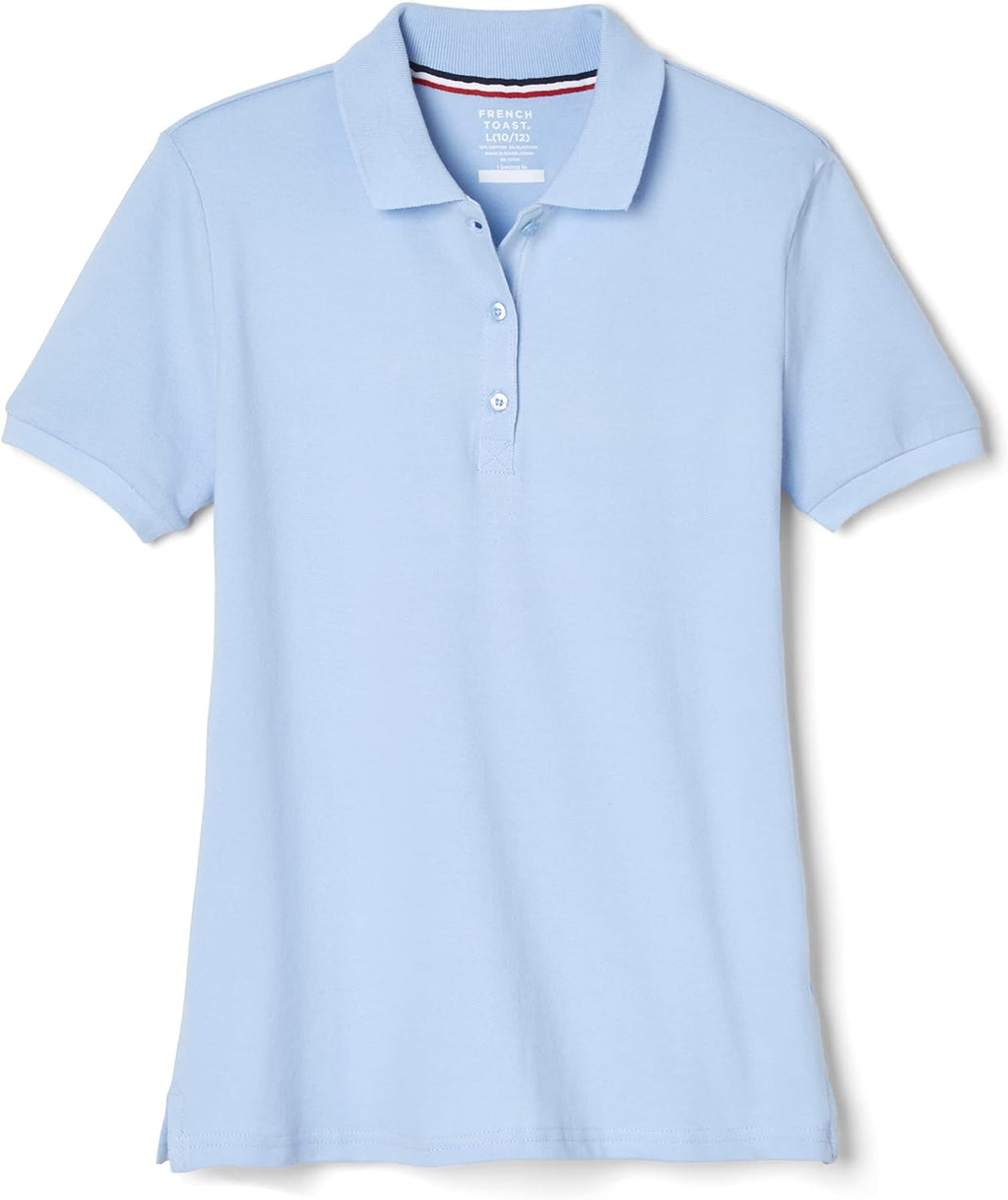 French Toast Women's Juniors' Short Sleeve Stretch Pique Polo Shirt