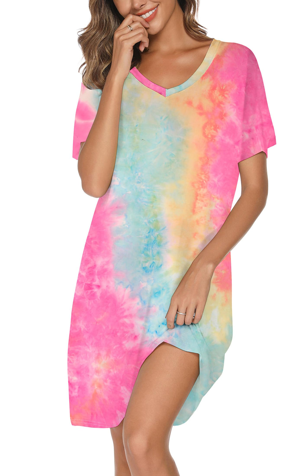 Nightgowns for Women Soft Cotton Sleep Shirts Short Sleeve Sleepwear