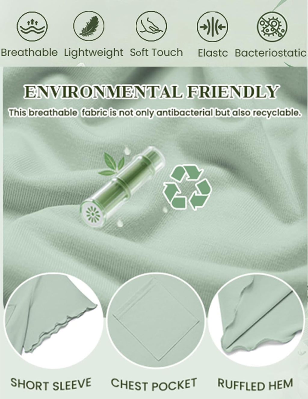 Ekouaer Bamboo Viscose Sleep Shirts for Women Short Sleeve Nightgowns