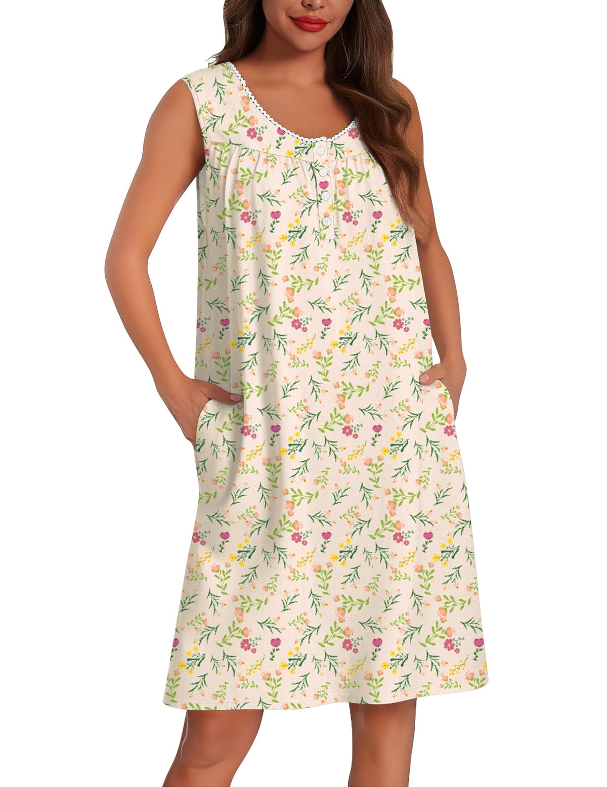 Ekouaer Cotton Nightgowns for Women Tank Sleeveless Night Gowns