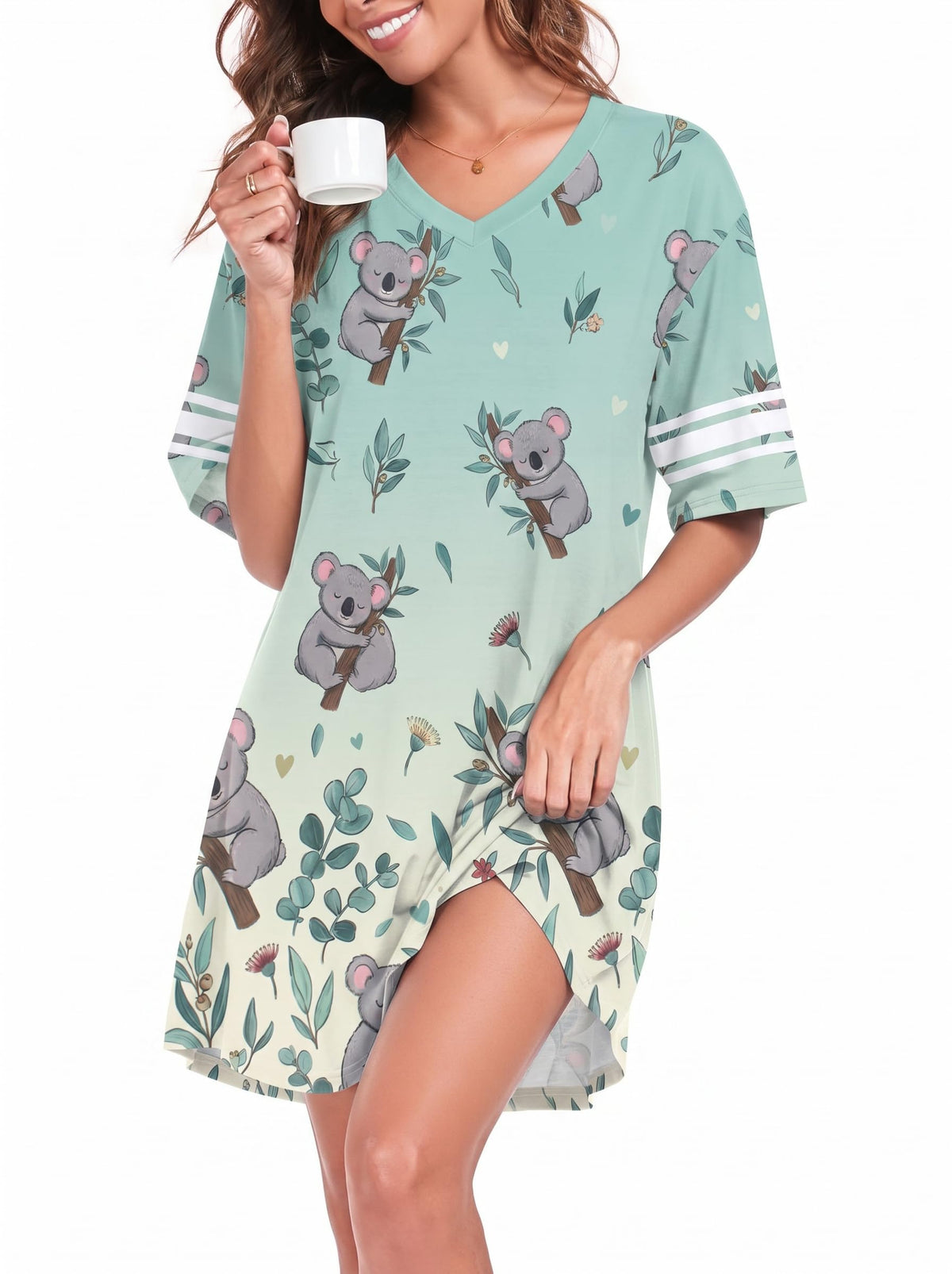 REGAI Women's Nightgowns Short Sleeve Soft Sleepshirt