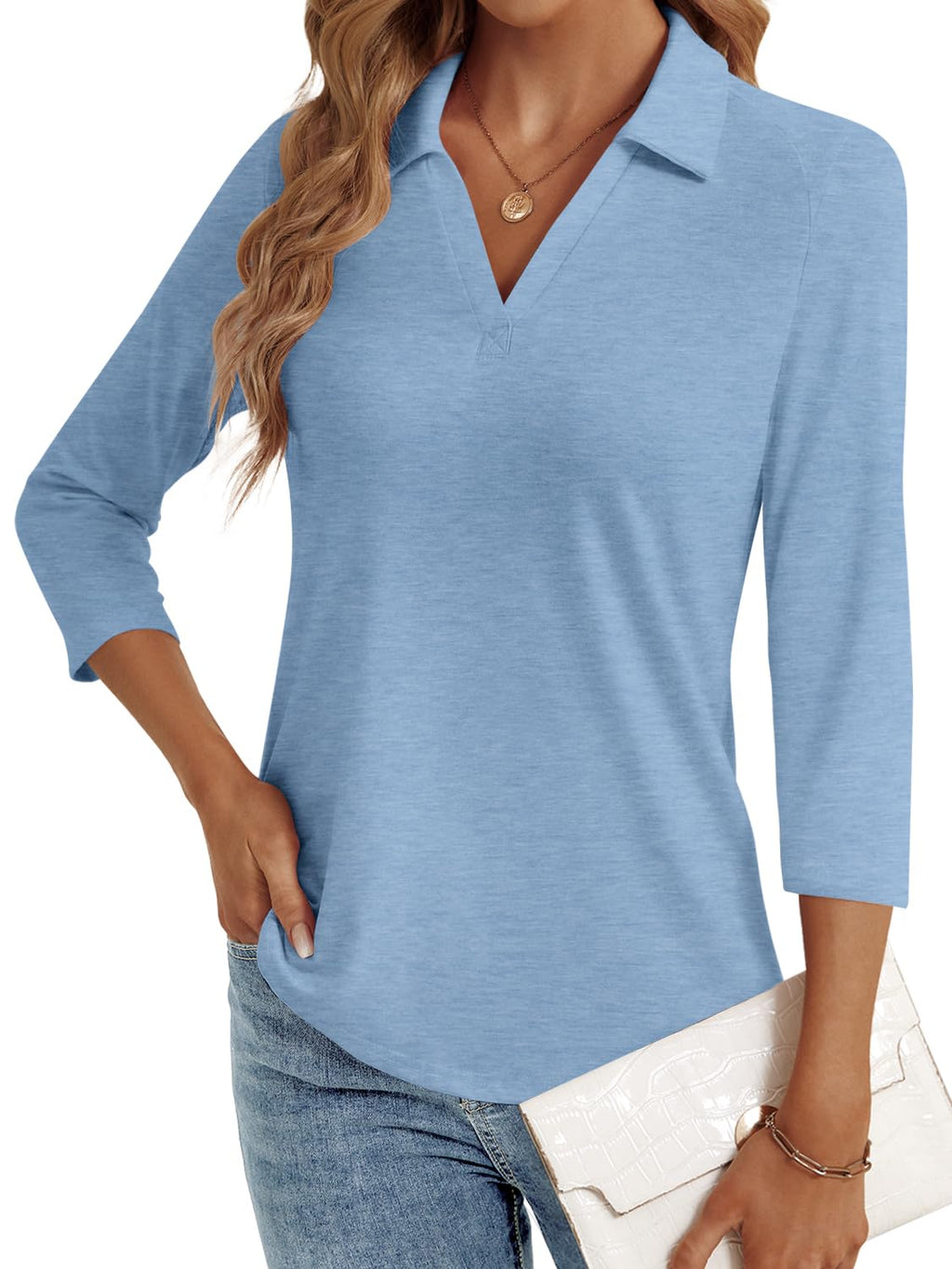 LYHIPSS 3/4 Length Sleeve Womens Tops Dressy Casual Business Blouses