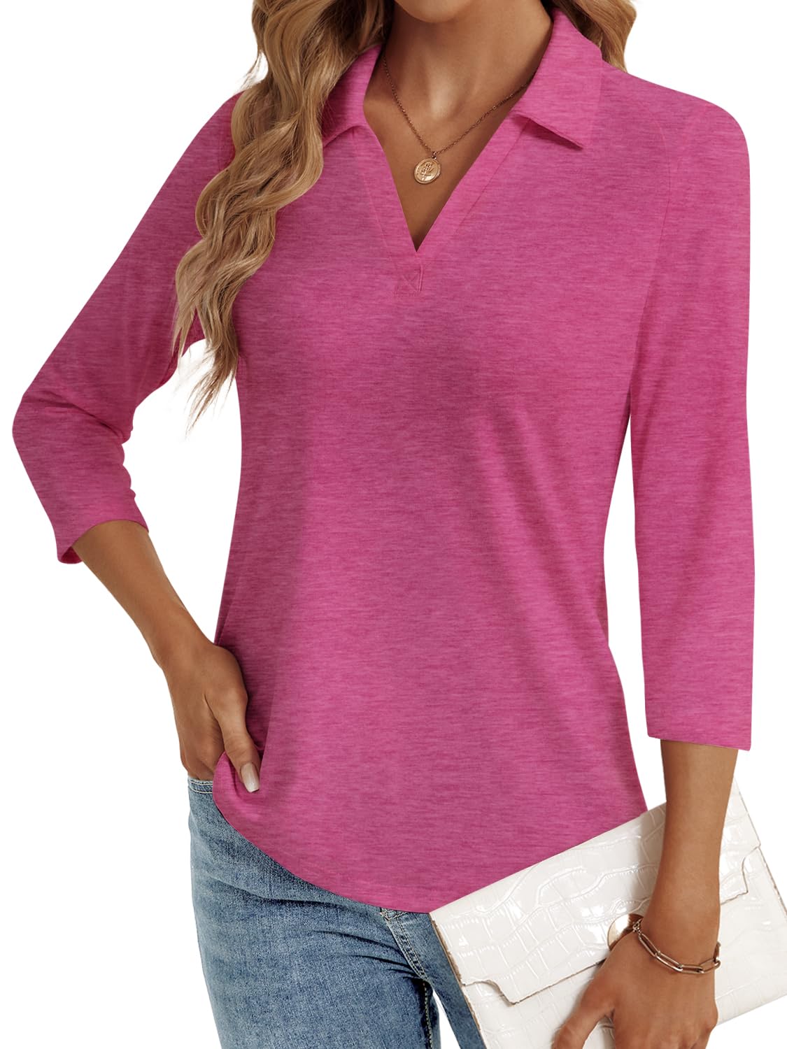 LYHIPSS 3/4 Length Sleeve Womens Tops Dressy Casual Business Blouses