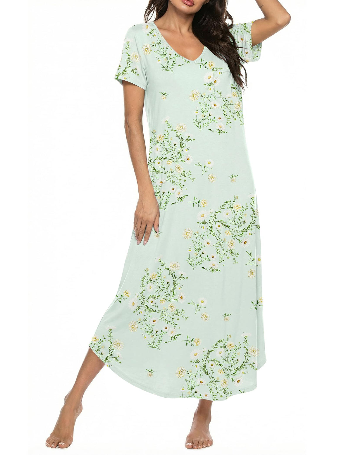 Ekouaer Long Nightgowns for Women Bamboo Viscose Short Sleeve Sleepshirt