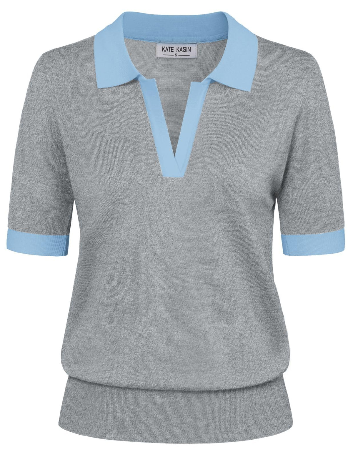 Women's Short Sleeve Classic V Neck Collared Casual Polo Sweater Tops