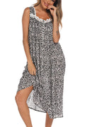 AVIIER Cotton Nightgowns for Women Sleeveless House Dress Ladies Long Nightdress with Pockets S-XXL