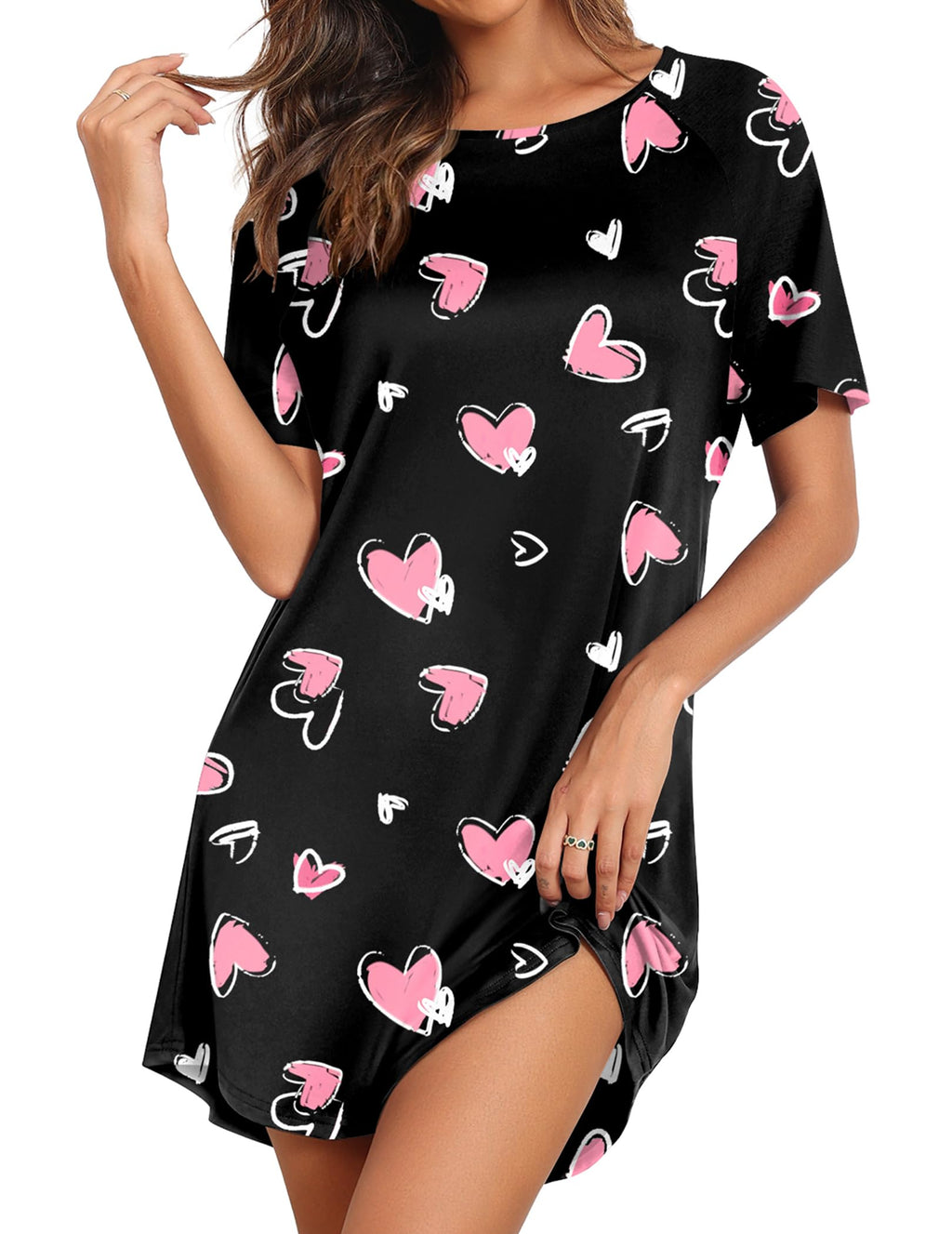 Ekouaer Nightgowns for Women Short Sleeve Sleep Shirts Pullover Nightshirt