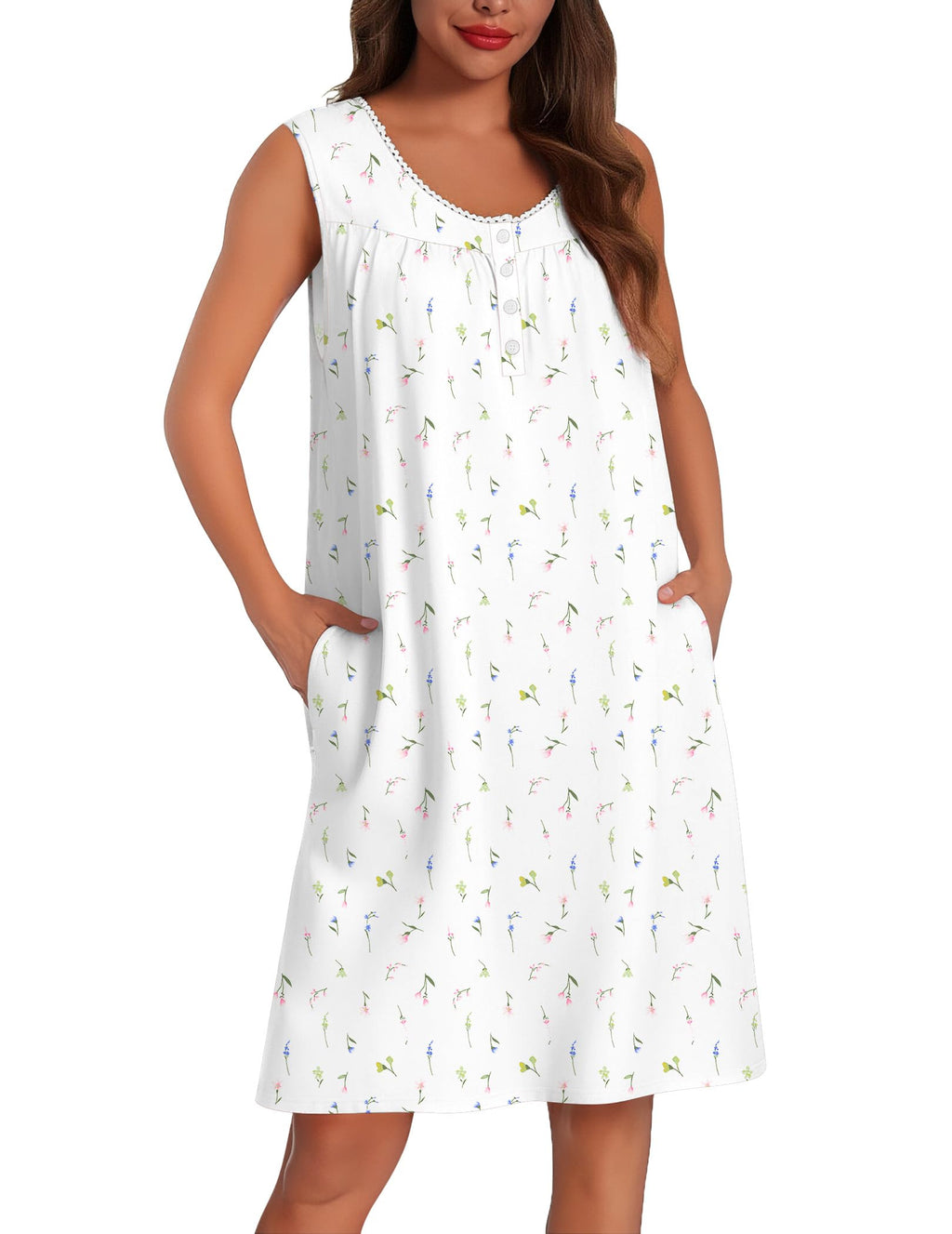 Ekouaer Cotton Nightgowns for Women Tank Sleeveless Night Gowns