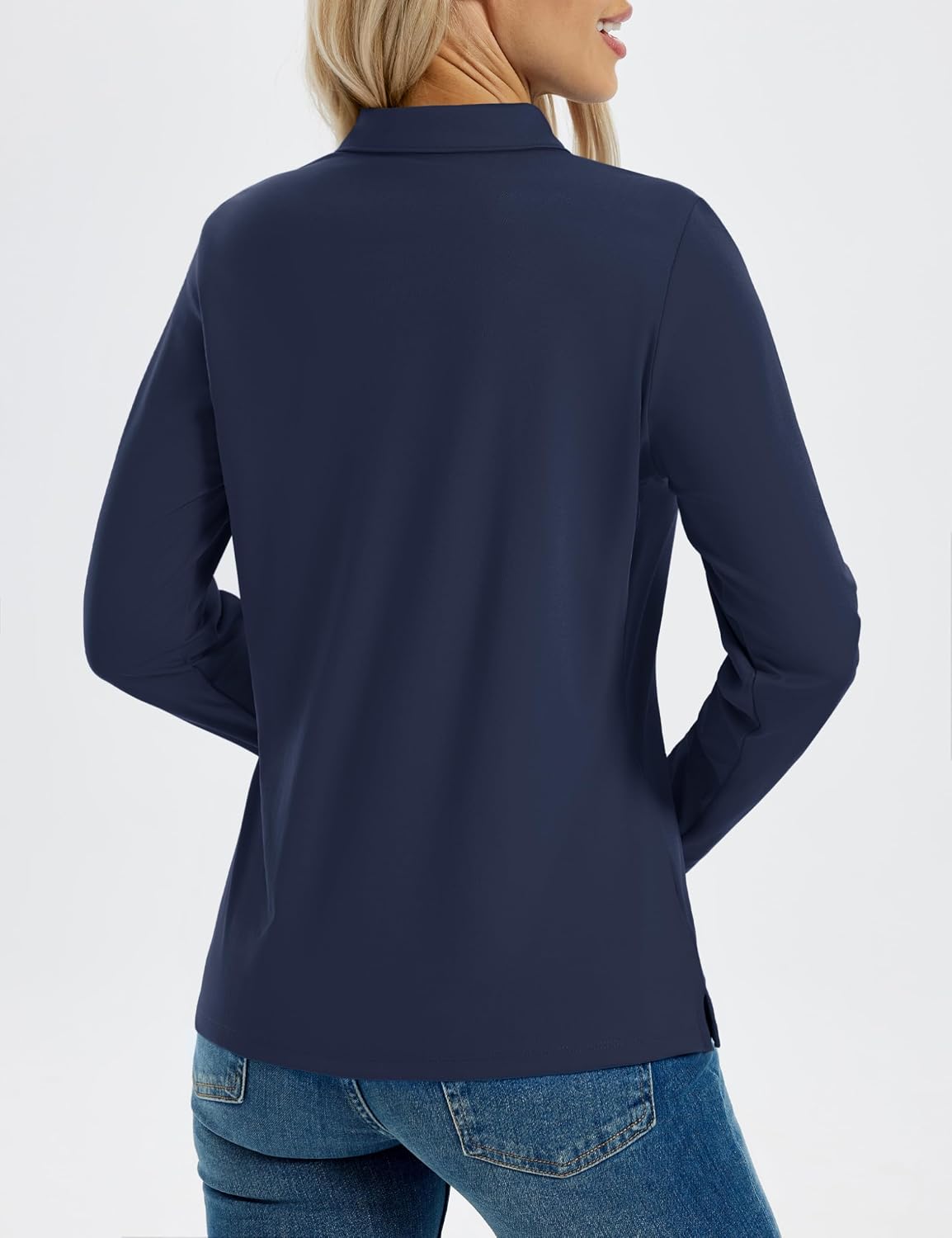 MAGCOMSEN Women's Long Sleeve Polo Shirts UPF 50+ Golf Collared Tops Work
