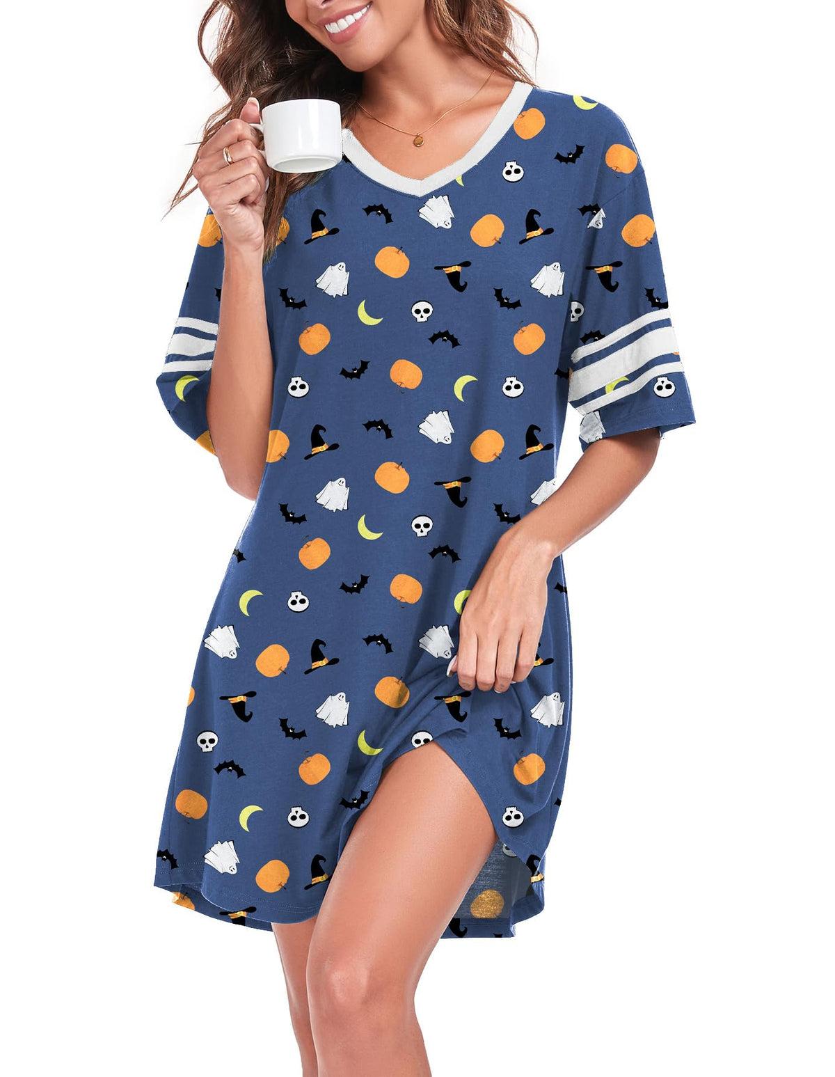 REGAI Women's Nightgowns Short Sleeve Soft Sleepshirt