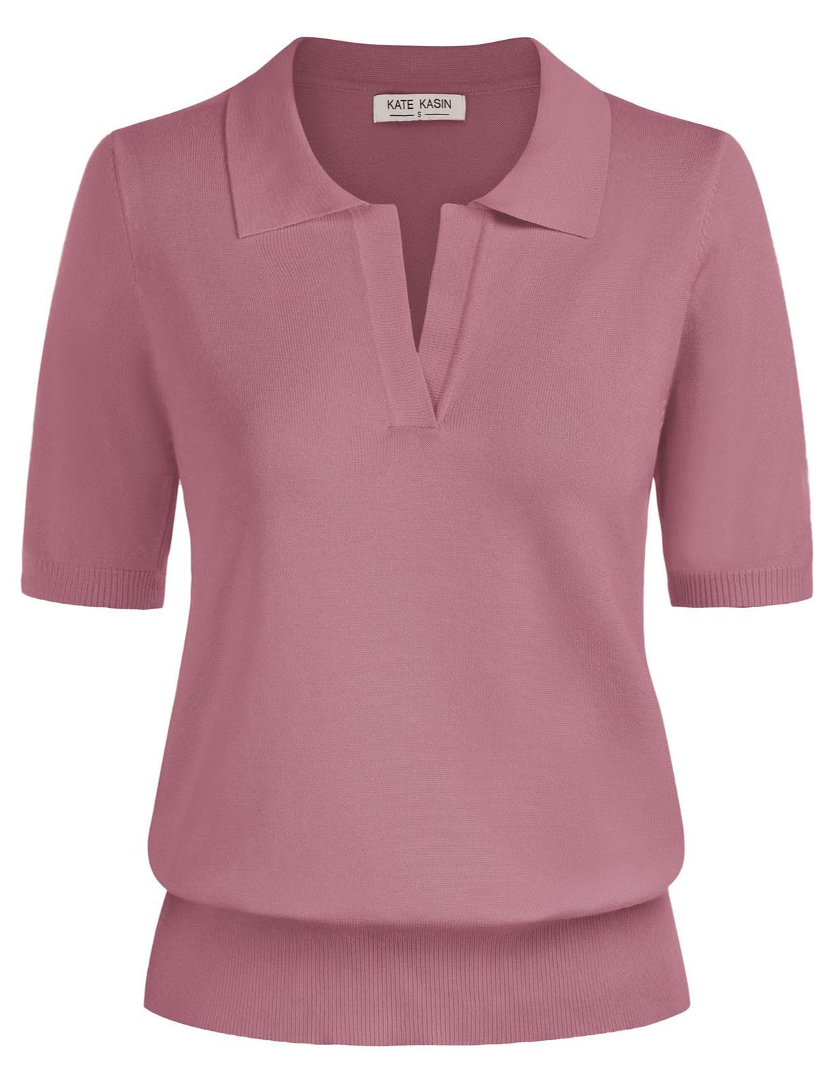 Women's Short Sleeve Classic V Neck Collared Casual Polo Sweater Tops