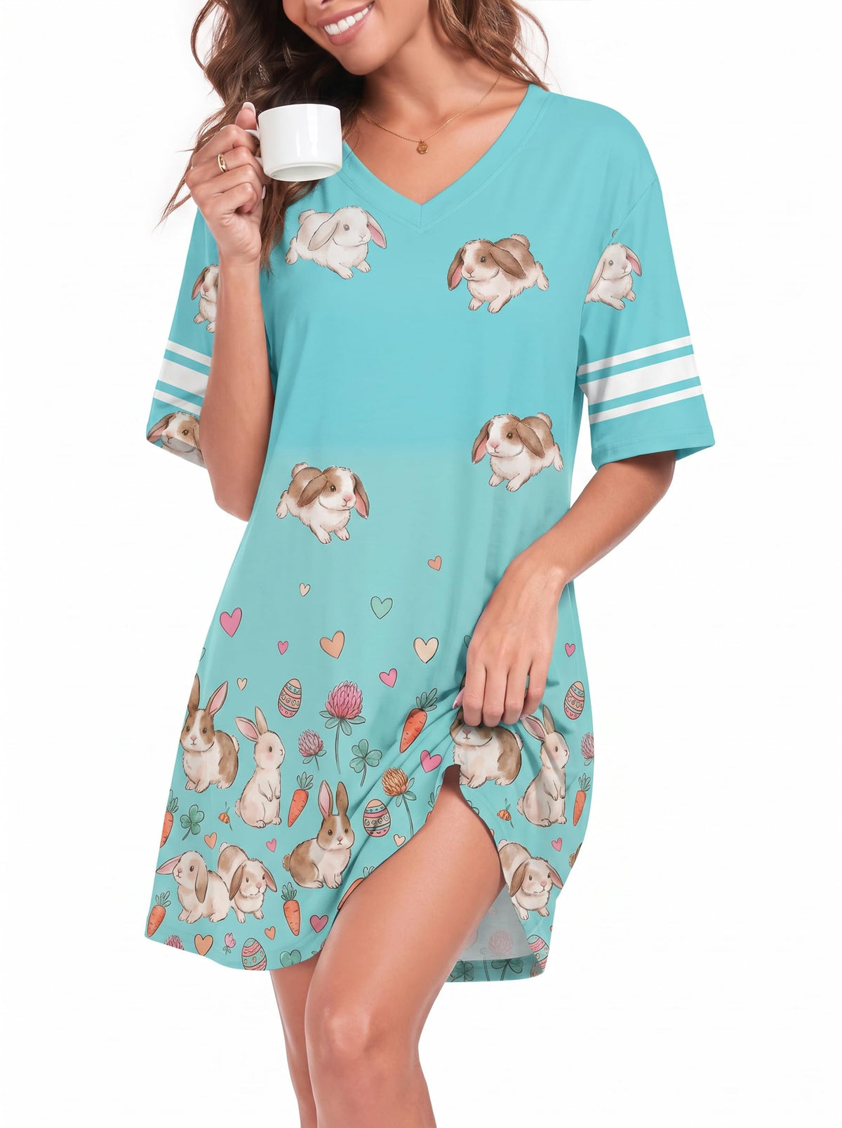 REGAI Women's Nightgowns Short Sleeve Soft Sleepshirt