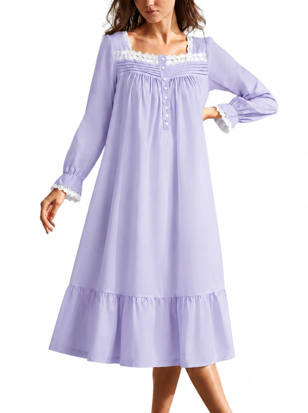 YOZLY Cotton Nightgowns for Women Embroidery Sleeveless Night Gown with Pockets S-XXXL