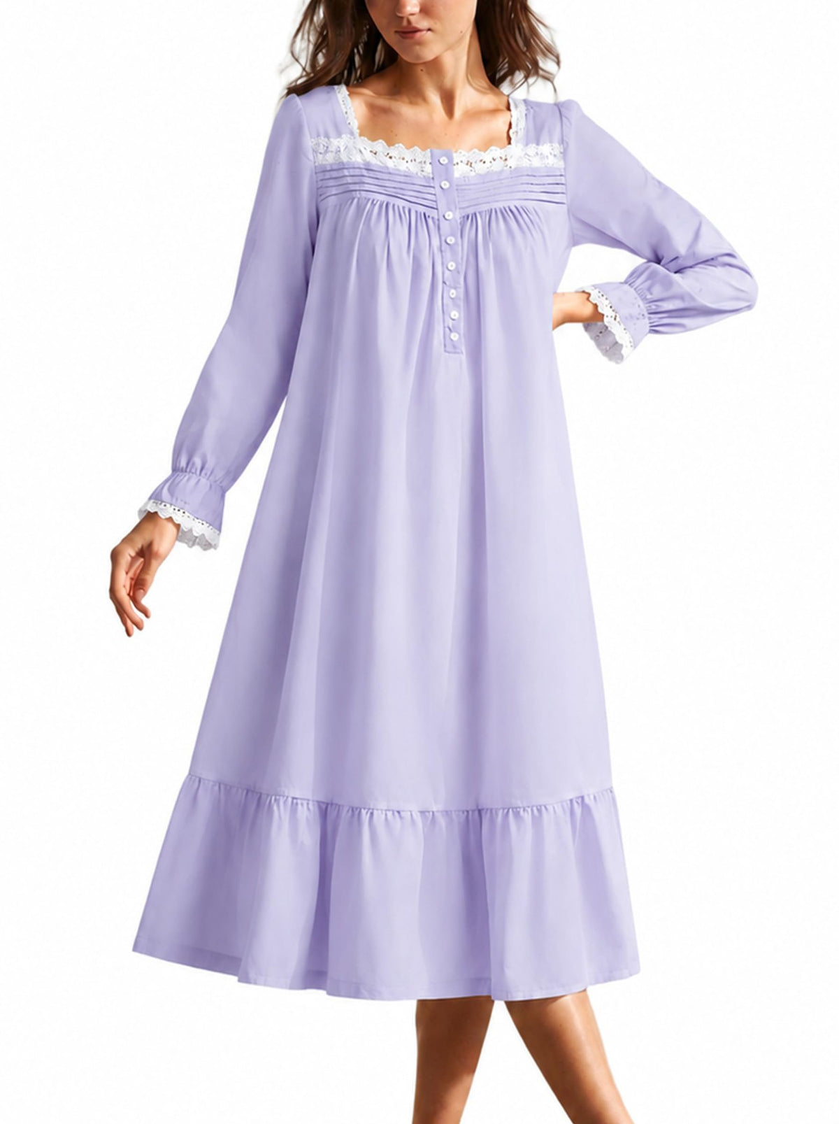 YOZLY Cotton Nightgowns for Women Embroidery Sleeveless Night Gown with Pockets S-XXXL