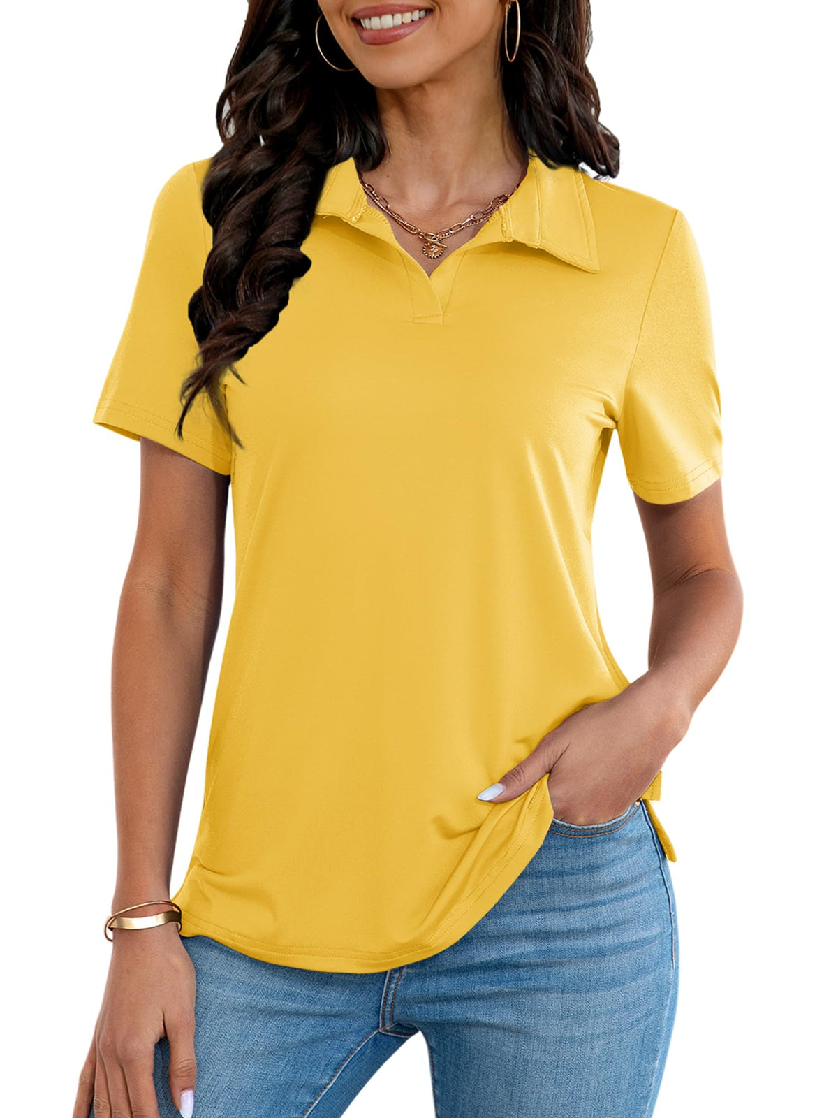 MK Shop Limited Polo Shirts for Women Golf V Neck Tops