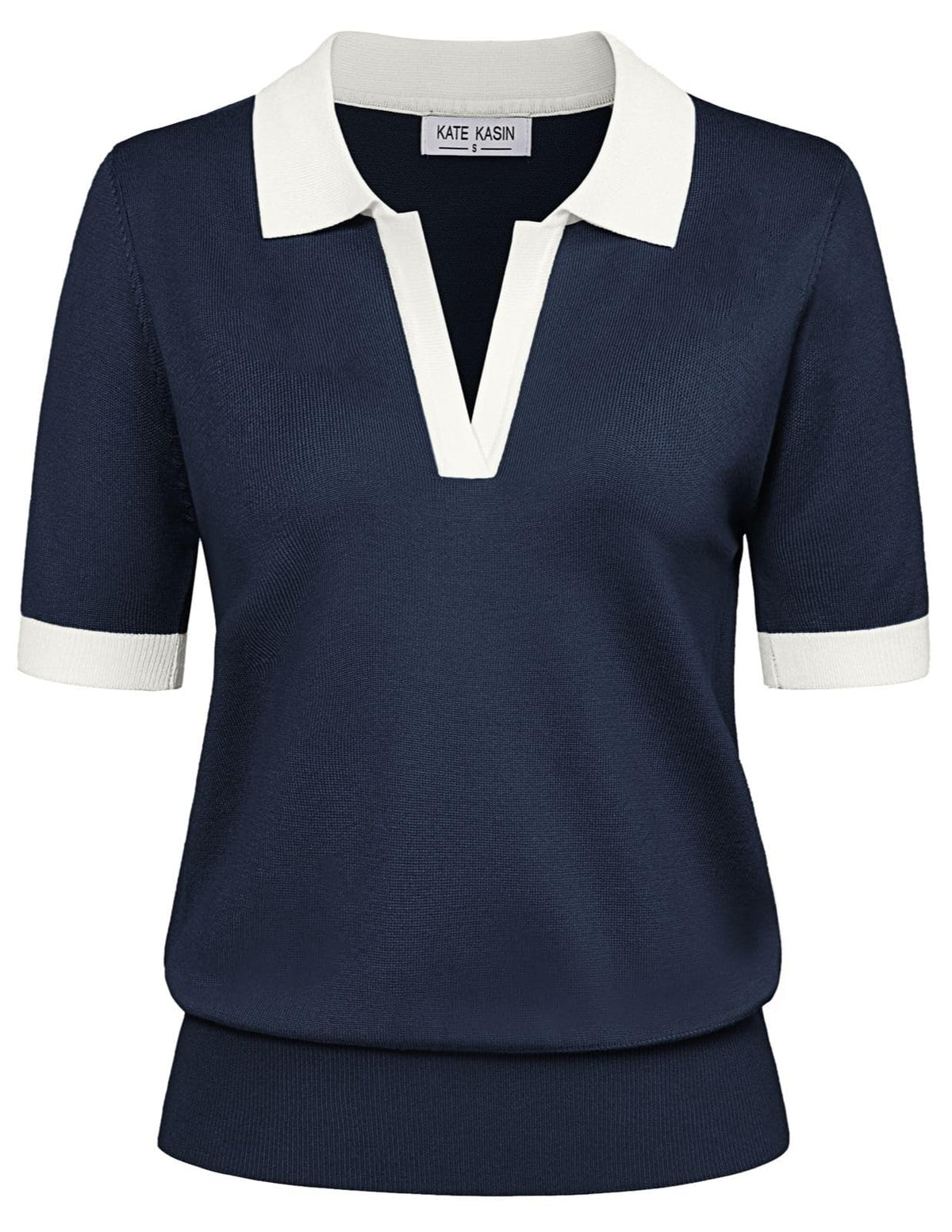 Women's Short Sleeve Classic V Neck Collared Casual Polo Sweater Tops