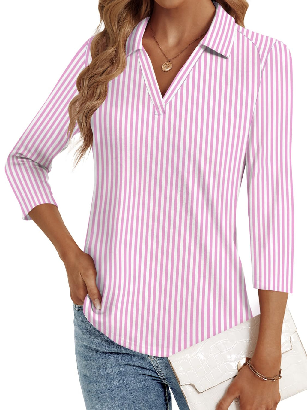 LYHIPSS 3/4 Length Sleeve Womens Tops Dressy Casual Business Blouses
