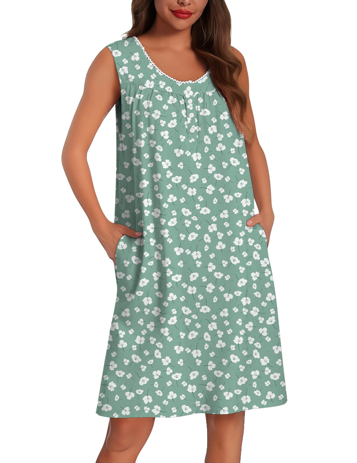 Ekouaer Cotton Nightgowns for Women Tank Sleeveless Night Gowns