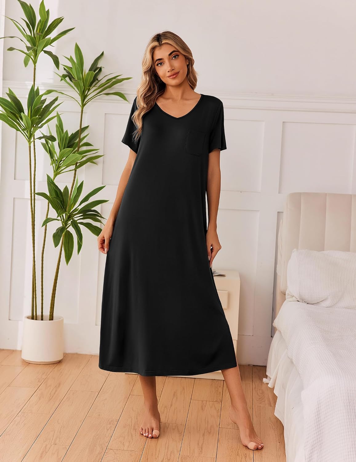 Ekouaer Long Nightgowns for Women 3 Pack Plus Size Short Sleeve House Dress