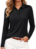 MAGCOMSEN Women's Long Sleeve Polo Shirts UPF 50+ Golf Collared Tops Work