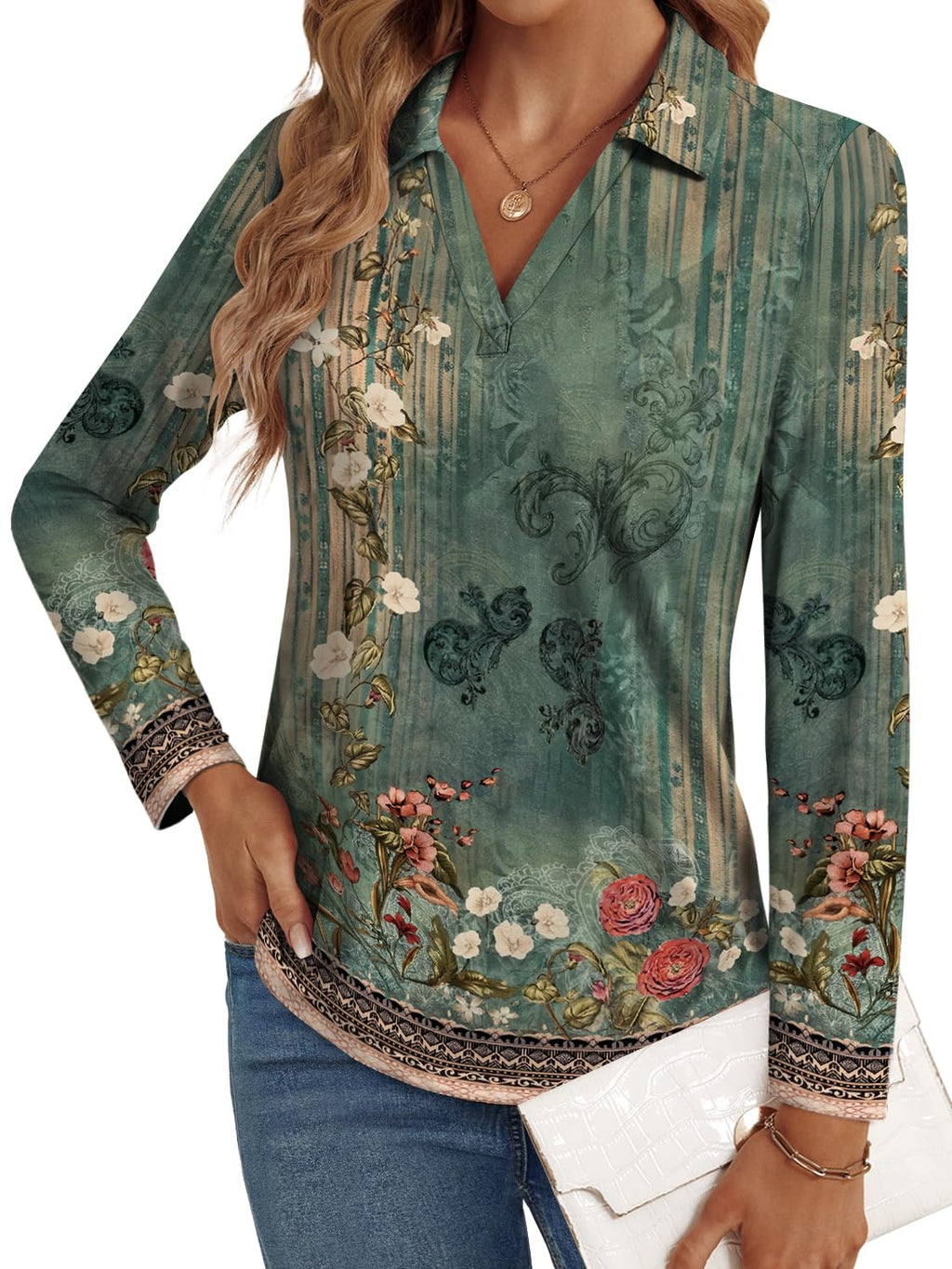 LYHIPSS 3/4 Length Sleeve Womens Tops Dressy Casual Business Blouses