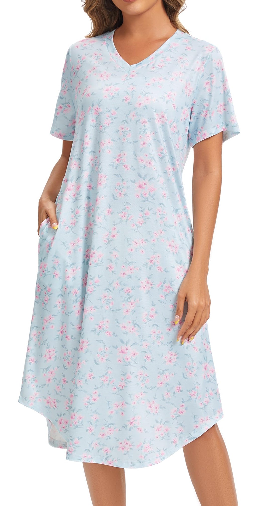 Kabento Womens Short Sleeve Long Nightgowns Sleepwear