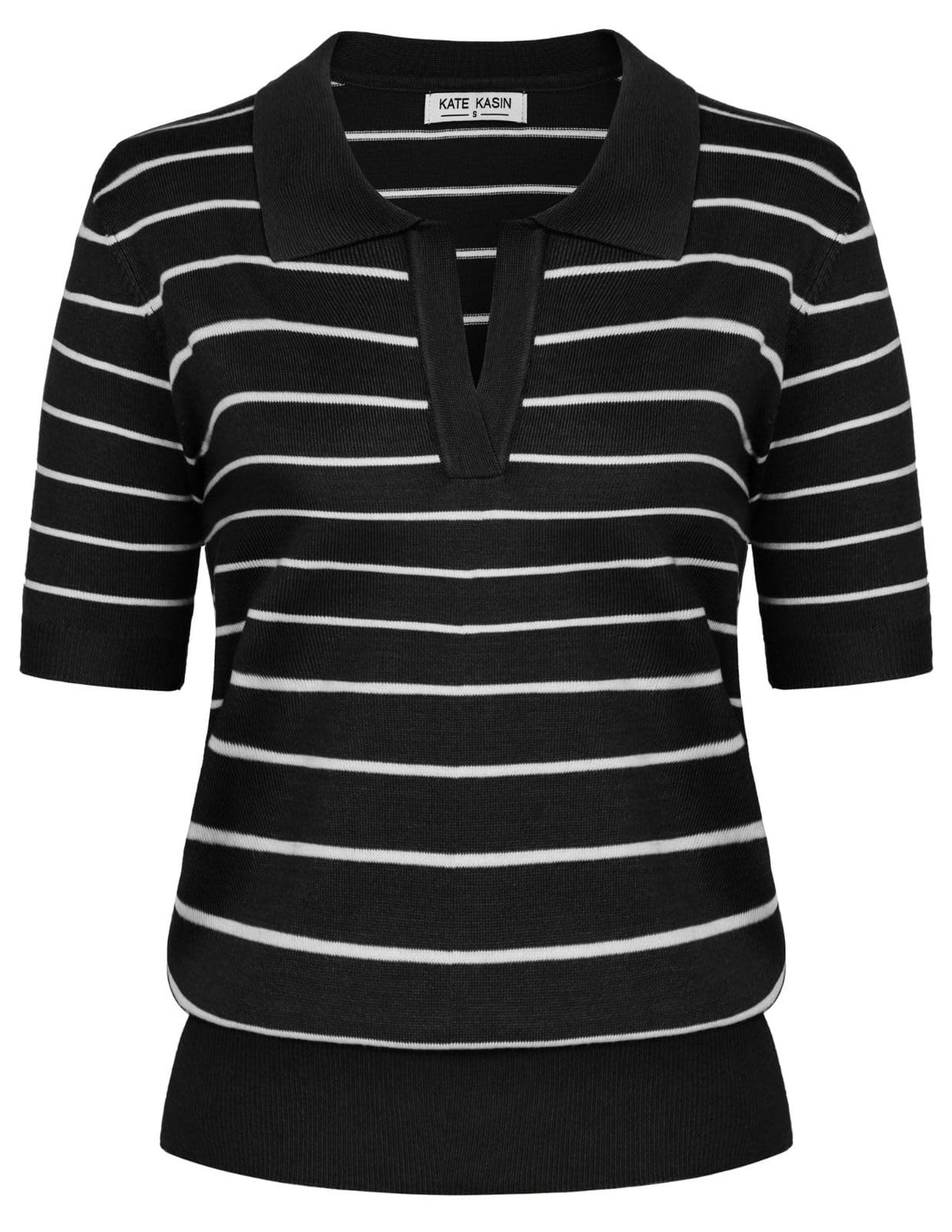 Women's Short Sleeve Classic V Neck Collared Casual Polo Sweater Tops