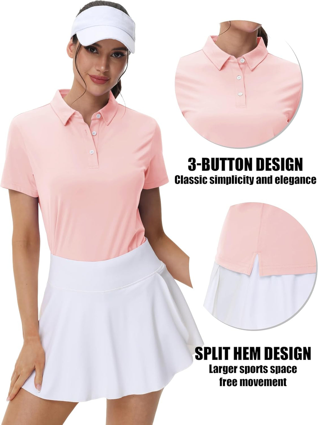 MAGCOMSEN Women's Polos Golf Shirts Short Sleeve UPF 50+ Collared Shirt Quick Dry Tennis Work Athletic Tops