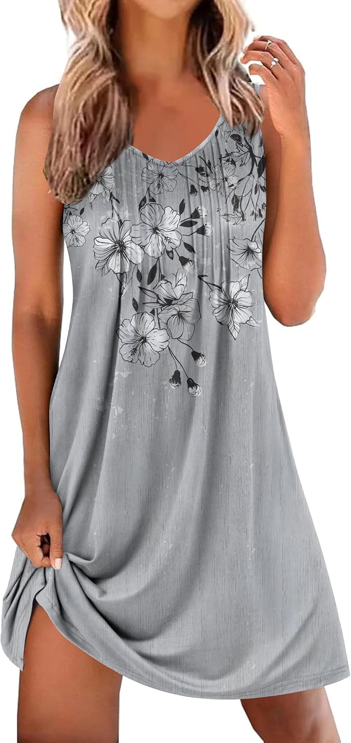 Ekouaer Nightgowns for Women Sleeveless Sleep Shirt Tank V Neck Night Gown