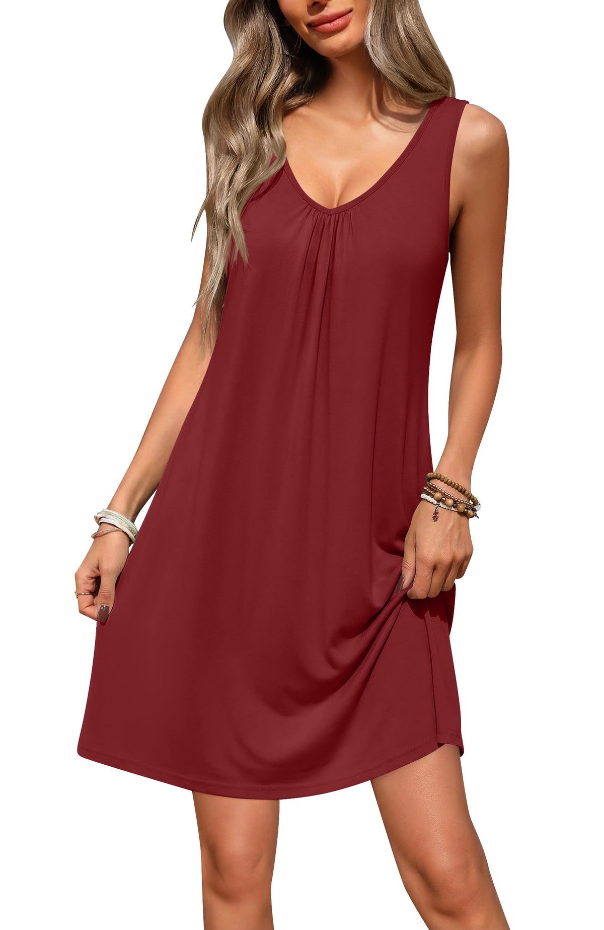 Ekouaer Nightgowns for Women Bamboo Viscose Night Gown Sleeveless Sleepwear