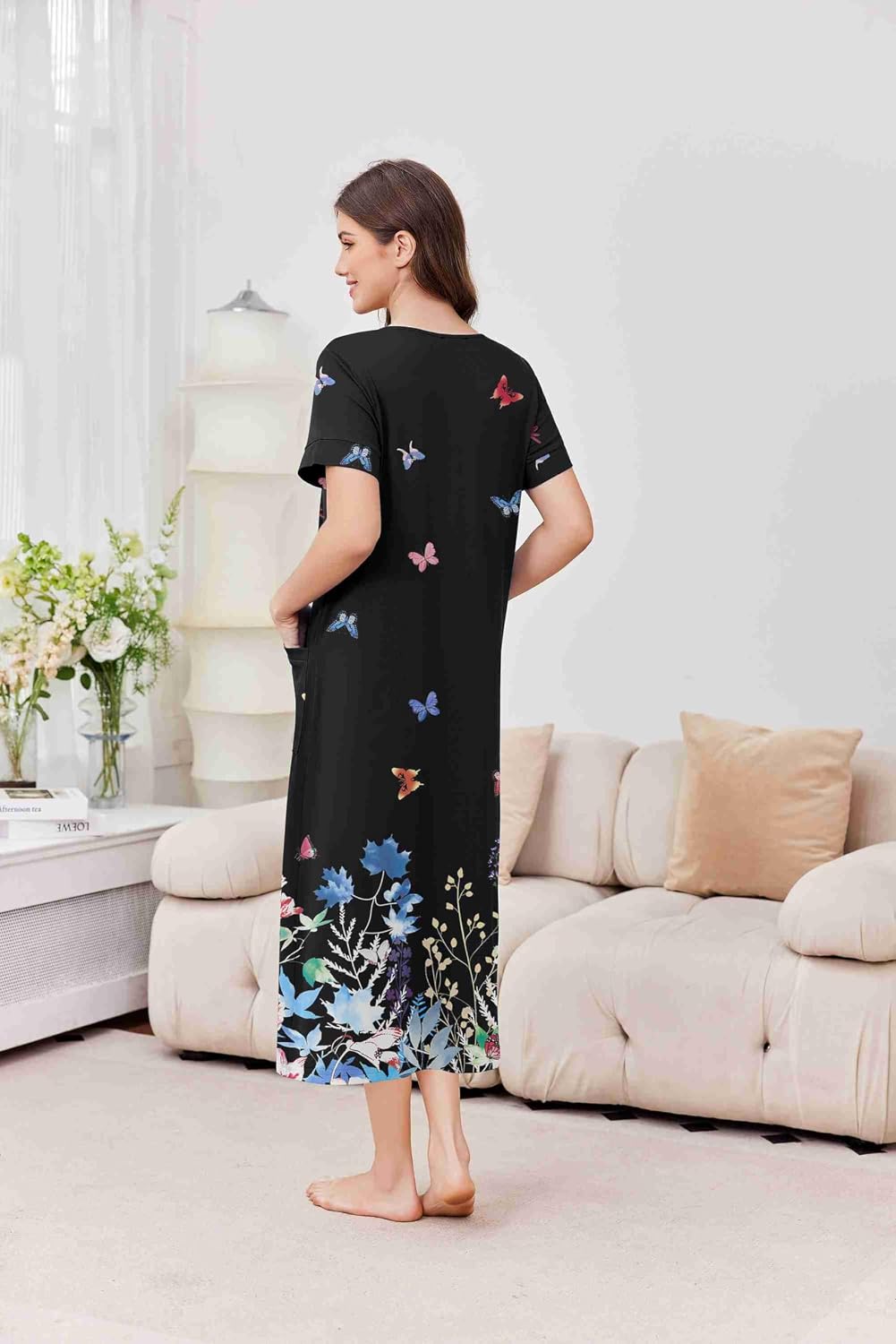 Ekouaer Long Nightgowns for Women Soft House Dress Plus Size Moo Moos